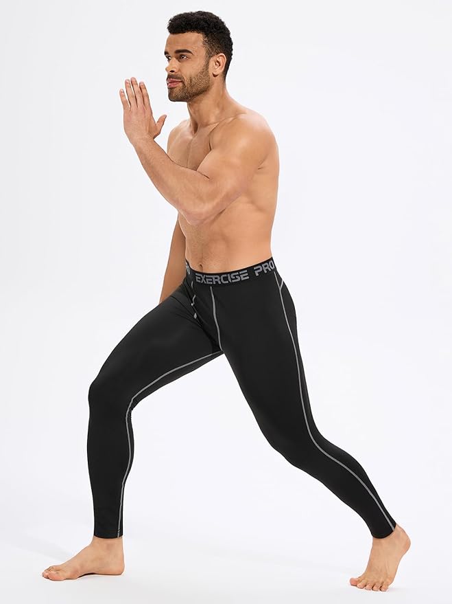 4 Pack Thermal Underwear Long Johns Fleece Base Layer Bottoms Thermal Leggings for Men Compression Pants