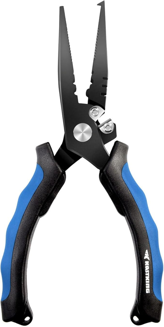 KastKing Intimidator Fishing Pliers, Corrosion Resistant Polymer Coated Fishing Tools, Tungsten Carbide Cutters, Saltwater Resistant Fishing Gear