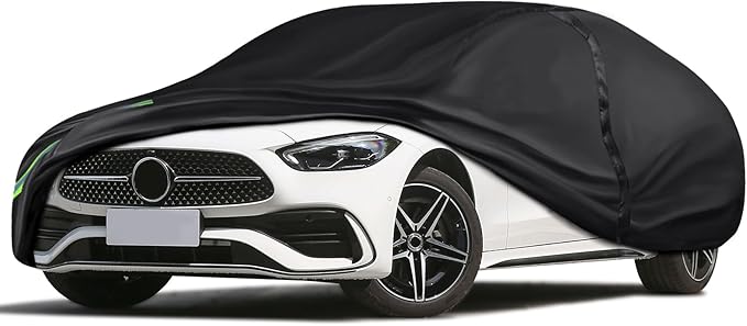 16-Layer 600D Heavy Duty Universal Full Car Cover for Outdoor & Indoor Use - All Weather Sun UV Rain Snow Dust Proof, Waterproof Scratch Resistant, Fits Sedan Body Length 188"-198"/15.6-16.5 ft