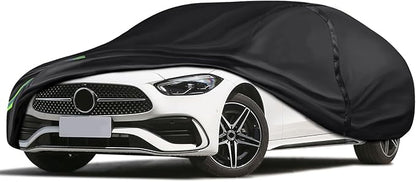 16-Layer 600D Heavy Duty Universal Full Car Cover for Outdoor & Indoor Use - All Weather Sun UV Rain Snow Dust Proof, Waterproof Scratch Resistant, Fits Sedan Body Length 188"-198"/15.6-16.5 ft