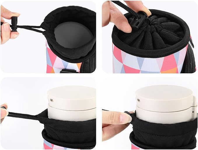 Nuovoware Water Bottle Carrier Bag,25oz/40oz/64oz Bottle Pouch Holder,Adjustable Shoulder Hand Strap 2 Pocket Sling Neoprene Sleeve Sports Accessories for Hiking Travelling Camping