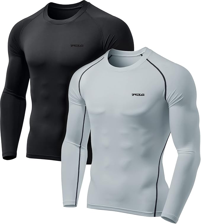 TSLA Men's Thermal Long Sleeve Compression Shirts, Athletic Base Layer Top, Winter Gear Running T-Shirt