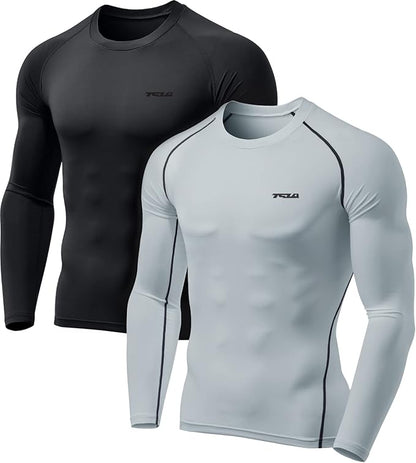 TSLA Men's Thermal Long Sleeve Compression Shirts, Athletic Base Layer Top, Winter Gear Running T-Shirt