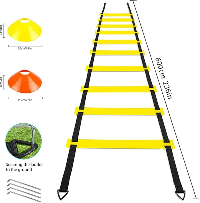 20FT Agility Soccer Ladder Cones for Training Equipment As Gifts for Boys