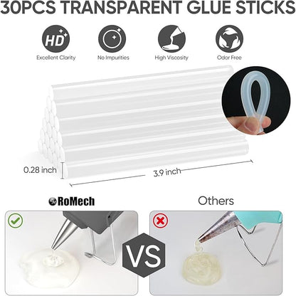 ROMECH 20W Mini Hot Glue Gun with 30 Glue Sticks Set, Fast Preheating Hot Glue Gun Kit Heavy Duty Gluegun for Craft, DIY, Repairs (Grey)