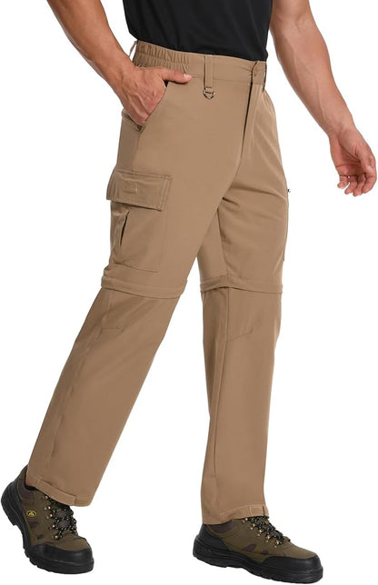 Mens Hiking Pants Convertible Quick Dry Zip Off Tactical Cargo Pants Water Resistant Lightweight Outdoor Pants with 6 Pockets