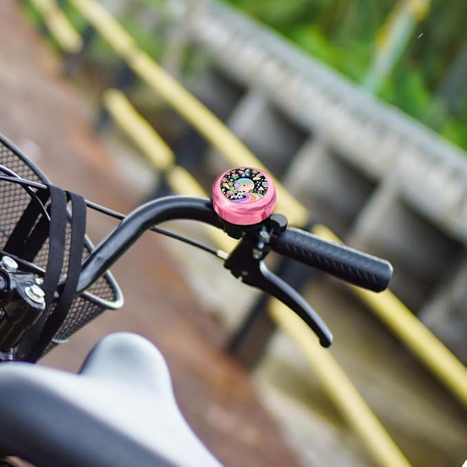 WIRESTER Pink Aluminum Round Bike Bell, Classic Ring Bicycle Bell, Bike Accessories Bell Ring for Adults Kids Girls Boys