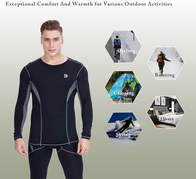 Men's Thermal Underwear Fleece Lined Performance Fleece Tactical Sports Shapewear Thermal Set