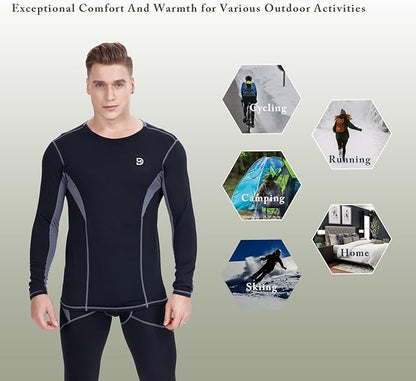 Men's Thermal Underwear Fleece Lined Performance Fleece Tactical Sports Shapewear Thermal Set