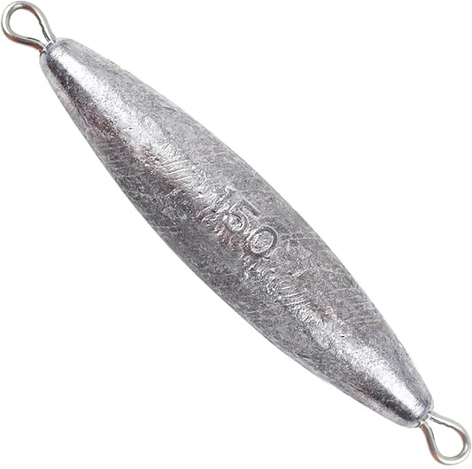 Through Wire Inline Torpedo Sinkers, Lead Double Ringed One Piece Wire Saltwater Fishing Torpedo Weights for Bottom Surf Fishing 1oz, 2oz, 3oz, 4oz, 5oz