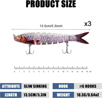 Fishing Lures for Bass Trout Topwater Multi Jointed Swimbaits Slow Sinking Bionic Swimming Lures Bass Freshwater Saltwater Bass Lifelike Fishing Lures Kit