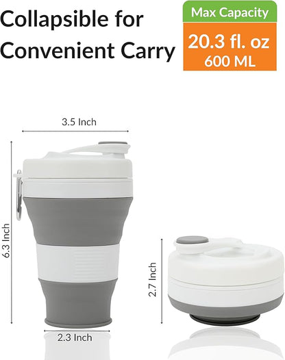 Silicone Folding Water Bottle – Collapsible, Portable, Leakproof & BPA-Free Travel Water Bottle for Hiking, Camping, Gym and Outdoor Adventures