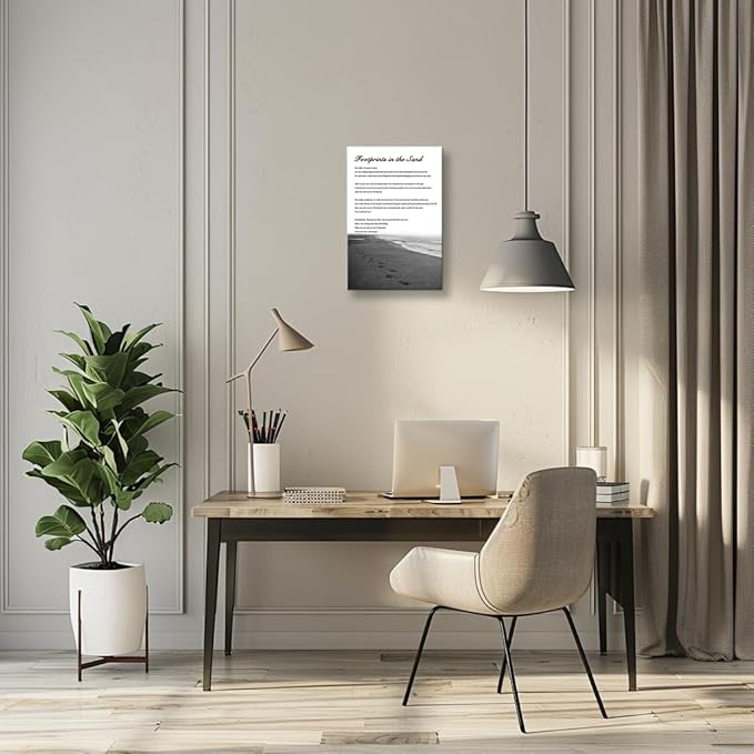 Wallpicss Footprint In Sand Wall Art Framed Inspirational Quotes Poster Poem Canvas Wall Decor Pictures Prints Religious Poster for Room Decor 12x18 inches