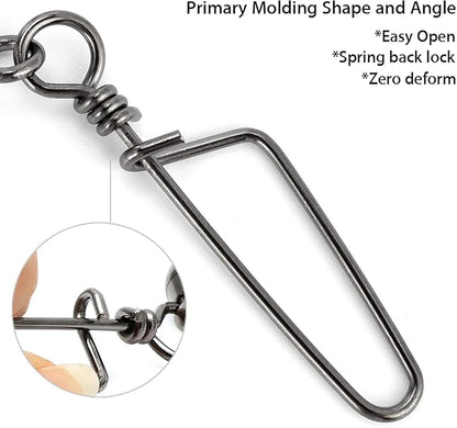 Dr.Fish 30 Pack Barrel Snap Swivels, Barrel Swivels Fishing Tackle Crane Rolling Coast Lock Snap Lure Leader Line Connector Fresh&Saltwater