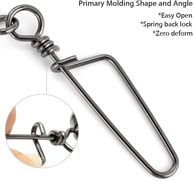 Dr.Fish 30 Pack Barrel Snap Swivels, Barrel Swivels Fishing Tackle Crane Rolling Coast Lock Snap Lure Leader Line Connector Fresh&Saltwater