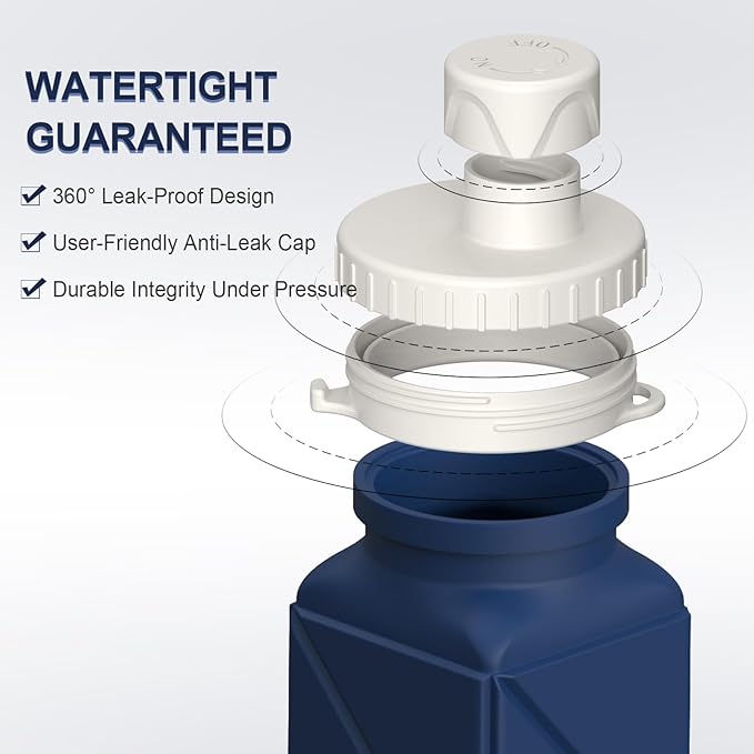 Collapsible Water Bottles 20.6oz, Silicone Foldable Portable Travel Water Bottle, BPA-Free, Leakproof Reusable for Traveling Camping Hiking Cycling Yoga Sports Outdoor, 1 Pack (Dark Blue)