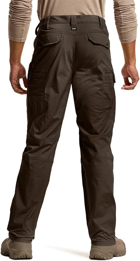 CQR Men's Flex Stretch Tactical Pants, Water Resistant Ripstop Cargo Pants, Lightweight EDC Outdoor Work Hiking Pants
