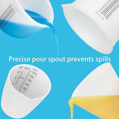 Creahaus 1000ML Large Silicone Measuring Cups for Resin, Easy to Read 36oz Silicone Mixing Bowl with 100ML Mixing Cup, Easy Clean Reusable Epoxy Resin Supplies with Stir Stick, Pipettes