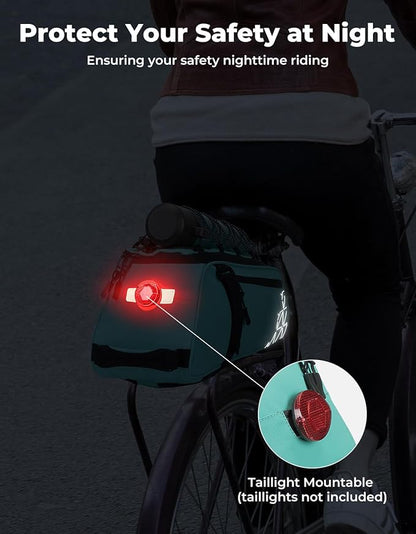 KEMIMOTO Rear Bike Rack Bag - 8L PVC Water Resistant Ebike Bags for Bicycle Rear Rack, Bicycle Trunk Pannier for Commuter Travel Shopping and Cycling (Green)