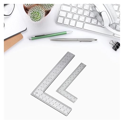 Stainless Steel Framing Square Ruler (5x10cm & 10x15cm), Double Scale Right Angle Measuring Tool for Carpentry & Woodworking