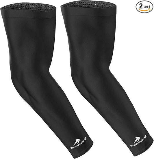 CompressionZ Compression Arm Sleeves for Men & Women| Cooling UV Sun Protection Elbow Pain Relief for All Sports and Recovery