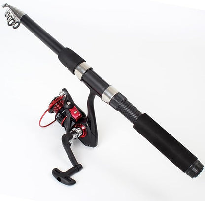 Fishing Rod and Reel Combo Set - 2PCS 6.89ft Collapsible Carbon Fiber Rods with Spinning Reels Fishing Lures Carrier Bag for Travel Saltwater Freshwater Complete Fishing Pole Kit for Anglers