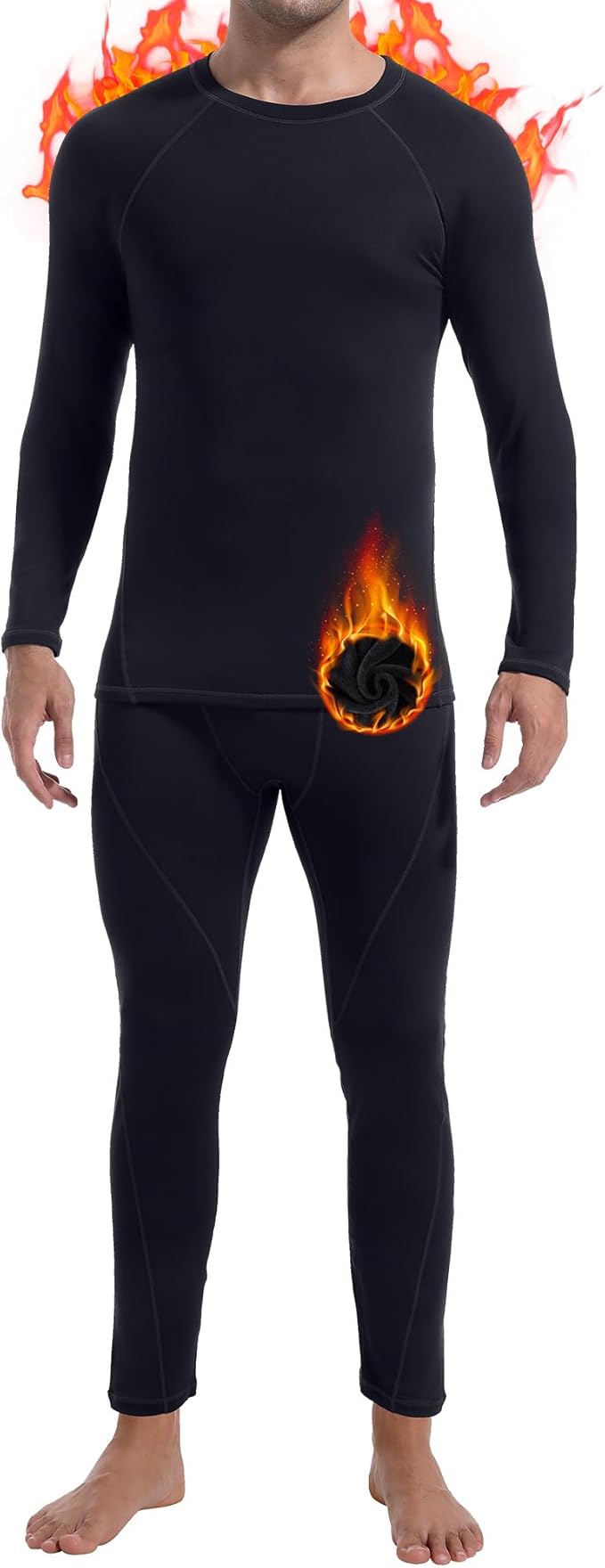 CL convallaria Thermal Underwear for Men Long Johns Fleece Lined Hunting Gear Set Base Layer for Cold Weather XS-4XL