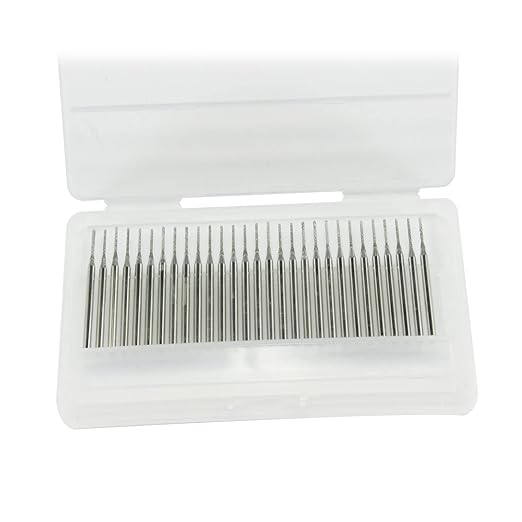 Luo ke 30 Pcs Needle Shape Diamond Burr Set, 1/8'' Shank Diamond Mounted Bead Reamer Drill Bits for Rotary Tools Includes Dremel(Size:1mm)