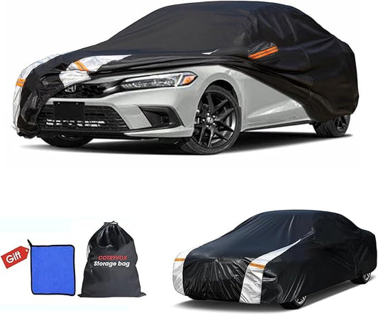Honda Civic Car Cover 100% Waterproof All Weather, Gift with Towel, 10 Layers Sedan Car Cover Custom Fit 1993-2026 Honda Civic, Full Exterior Covers Rain Sun UV Protection with Door Zipper.