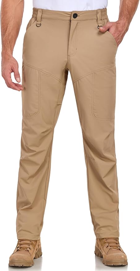 Mens Lightweight Cargo Hiking Patns Outdoor Quick Dry Work Tactical Pants with 6 Pockets Water Resistant Fishing Travel Pants