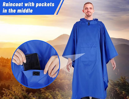 TOMSHOO Multifunctional Raincoat with Hood Hiking Cycling Rain Cover Lightweight Poncho Rain Coat Outdoor Camping Tent Mat