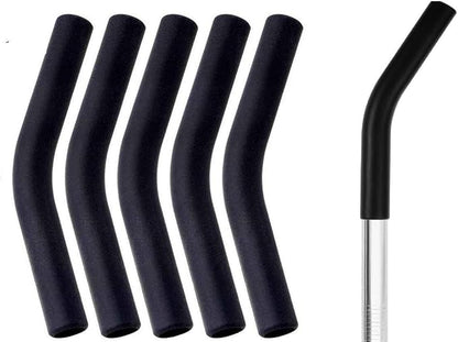 5 Pcs Black Straw Tips Reusable Silicone Covers Food Grade Rubber Straw Tips for Stainless Steel Metal Straws 0.31inch Wide