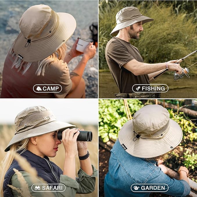 GearTOP Safari Hat for Men Sun Hats for Women UV Protection UPF 50+ Fishing, Gardening, Hiking Hat (22-23 1/2")