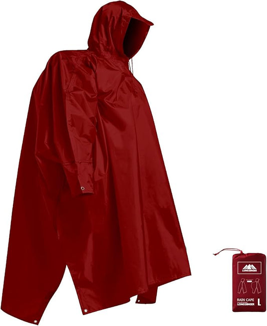 longsinger Hooded Rain Poncho for Adult with Pocket Waterproof Lightweight Unisex Raincoat for Hiking Camping Emergency