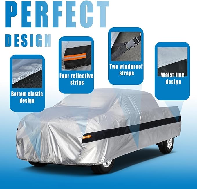 10Layer Truck Cover Waterproof All Weather.Pickup Truck Cover Length: Up to 210 inches,Universal Fit Most Regular Cab Short Box Honda Ridgeline Ford Ranger Nissan Frontier Chevy Colorado C10.