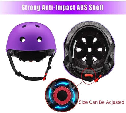 Adjustable Helmet for Ages 5-16 Kids Toddler Boys Girls Youth,Protective Gear with Elbow Knee Wrist Pads for Multi-Sports Skateboarding Bike Riding Scooter Inline skatings Longboard Roller Skate