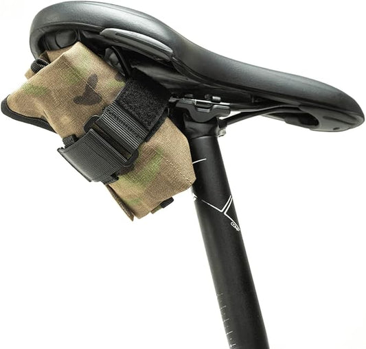Blossom Bike Saddle Roll Bag - Bike Tool Kit Holder - Water Resistant & Durable Cordura Fabric - Under Seat cycling accessories - mountain bike accessories - ebike saddle bag (Multicam Camo)