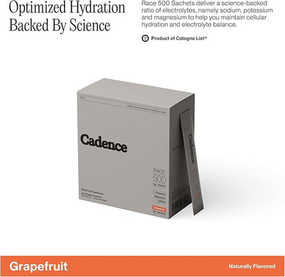 Cadence Sachets Race Grapefruit - Carton (5g x 30) | Science-Backed Hydration | Zero Caffeine | Vegan, Keto & Paleo Friendly | Sodium, Potassium & Magnesium for Performance & Recovery