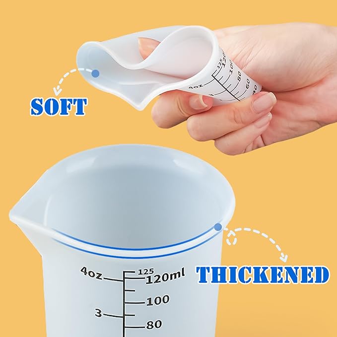Silicone Measuring Cups 4.4oz/125ml Accurate Scale & 1.4oz/40ml Mini Mixing Bowls Dispenser 5Pcs Epoxy Mixing Cup Resin Pouring Cups DIY Resin Art Craft Supplies Resin Accessories