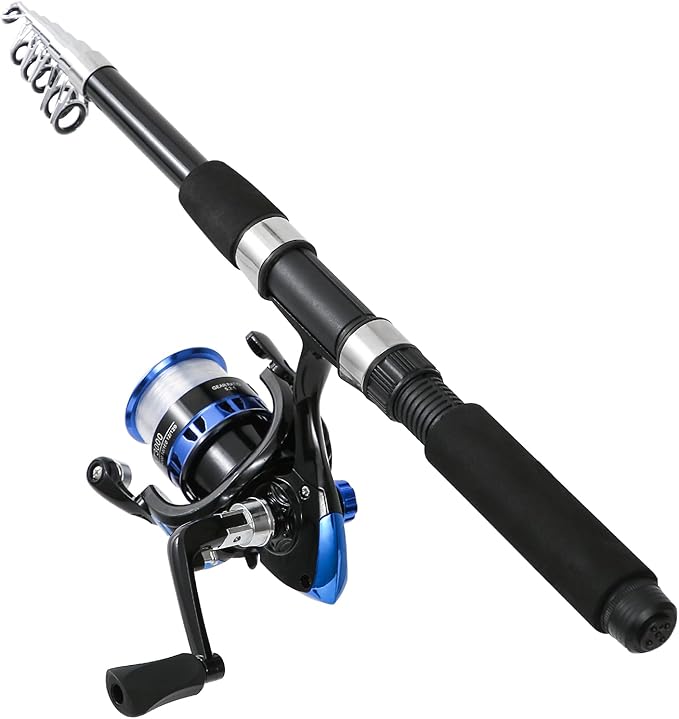 Fishing Pole, Telescopic Fishing Rod and Reel Combo, 13+1BB Pre-Loaded Spinning Reel Combo with Fishing Pliers and Lip Gripper, 6.9FT Fishing Rod Combo