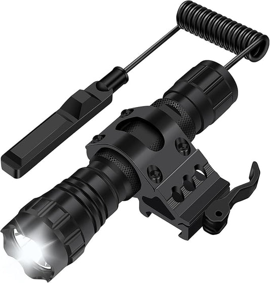 WINDFIRE 2200 Lumens LED Weapon Light Tactical Flashlight Rifle Lights Matte Black with Quick Release Picatinny Rail Offset Mount, Remote Pressure Switch