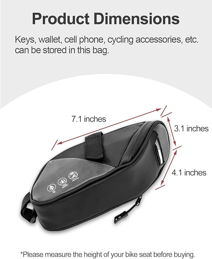 Bike Seat Bag, Water Resistant Bicycle Saddle Bag Under Seat, Cycling Seat Pack for Mountain Road Bikes and Commuter, 1L