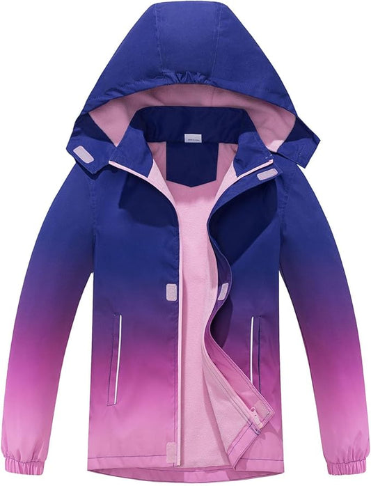 MGEOY Boys Girls Rain Jackets Lightweight Waterproof Hooded Raincoats Windbreakers for Kids 4-14Y