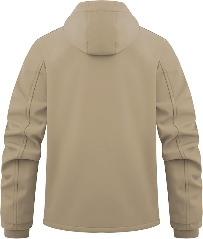 WULFUL Men's Lightweight Softshell Jacket Warm Fleece Lined Windbreaker Waterproof Soft Shell for Outdoor Hiking