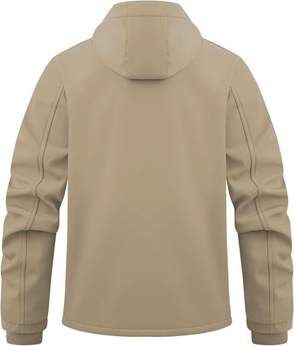 WULFUL Men's Lightweight Softshell Jacket Warm Fleece Lined Windbreaker Waterproof Soft Shell for Outdoor Hiking