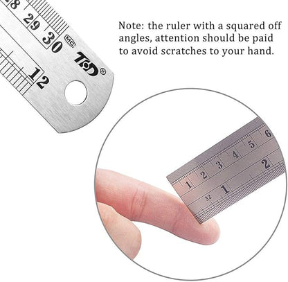 ZZTX Metal Straight Edge Ruler Set,Stainless Steel Ruler,12 Inch, Bulk 1 Pack