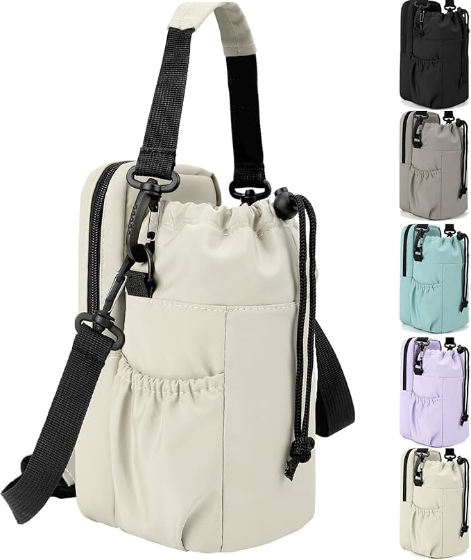 Water Bottle Holder with Strap, 32/40oz Insulation Water Bottle Carrier Bag with Phone Pocket, Water Bottle Sling Bag Crossbody Water Bottle Holder for Hiking Walking