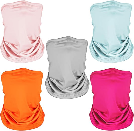 5 Pack Neck Gaiter Face Cover for UV Sun Protection, Dustproof Breathable Cooling Gator for Men Women Outdoor Sports