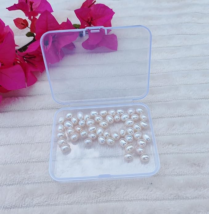 50 Pcs Real Pearl Beads for Jewelry Making AAA 7-8 mm Non-Porous Natural Pearls Beads Real Freshwater Pearls Oval Pearl Bead Loose Gemstone Bead Crafts Gift for Women,DIY Gifts.