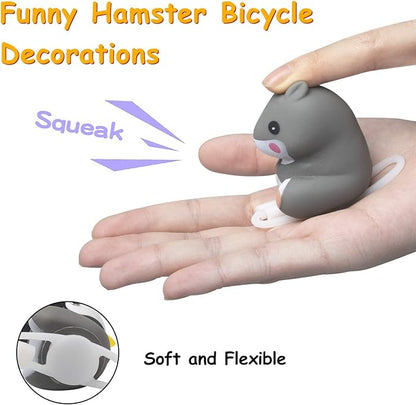 wonuu Duck Bike Bell with Light and Helmet Cute Hamster Bicycle Horn, Dashboard Decoration Hamster Toy Motorcycle Bike Bells Rubber Duck Car Dashboard Decorations